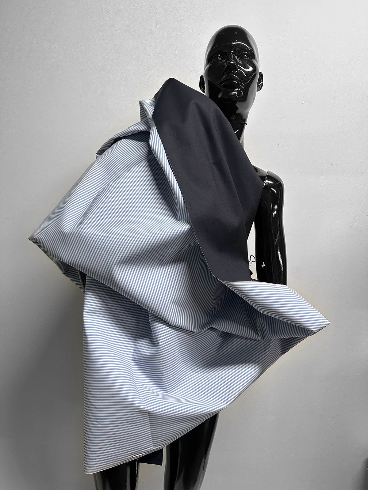 Double Weave Cotton Striped Navy - L'Etoffe Fabrics LLC