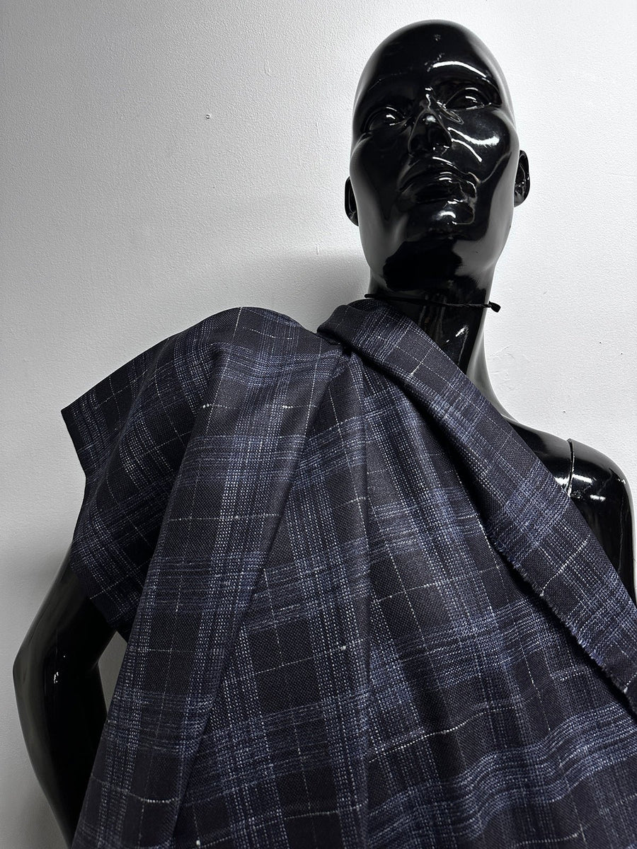E. Thomas Silk Linen Wool Check Suiting - 11 - L'Etoffe Fabrics LLC