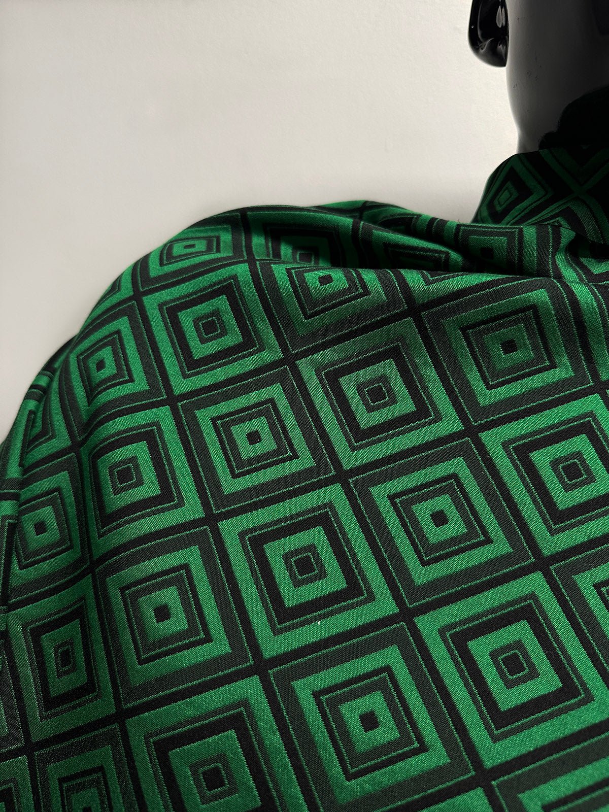 Emerald Geometric Double Faced Suiting - L'Etoffe Fabrics LLC