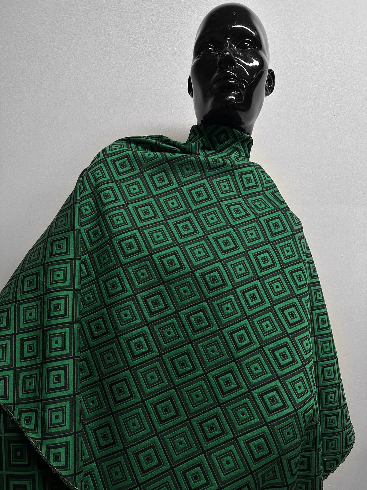 Emerald Geometric Double Faced Suiting - L'Etoffe Fabrics LLC
