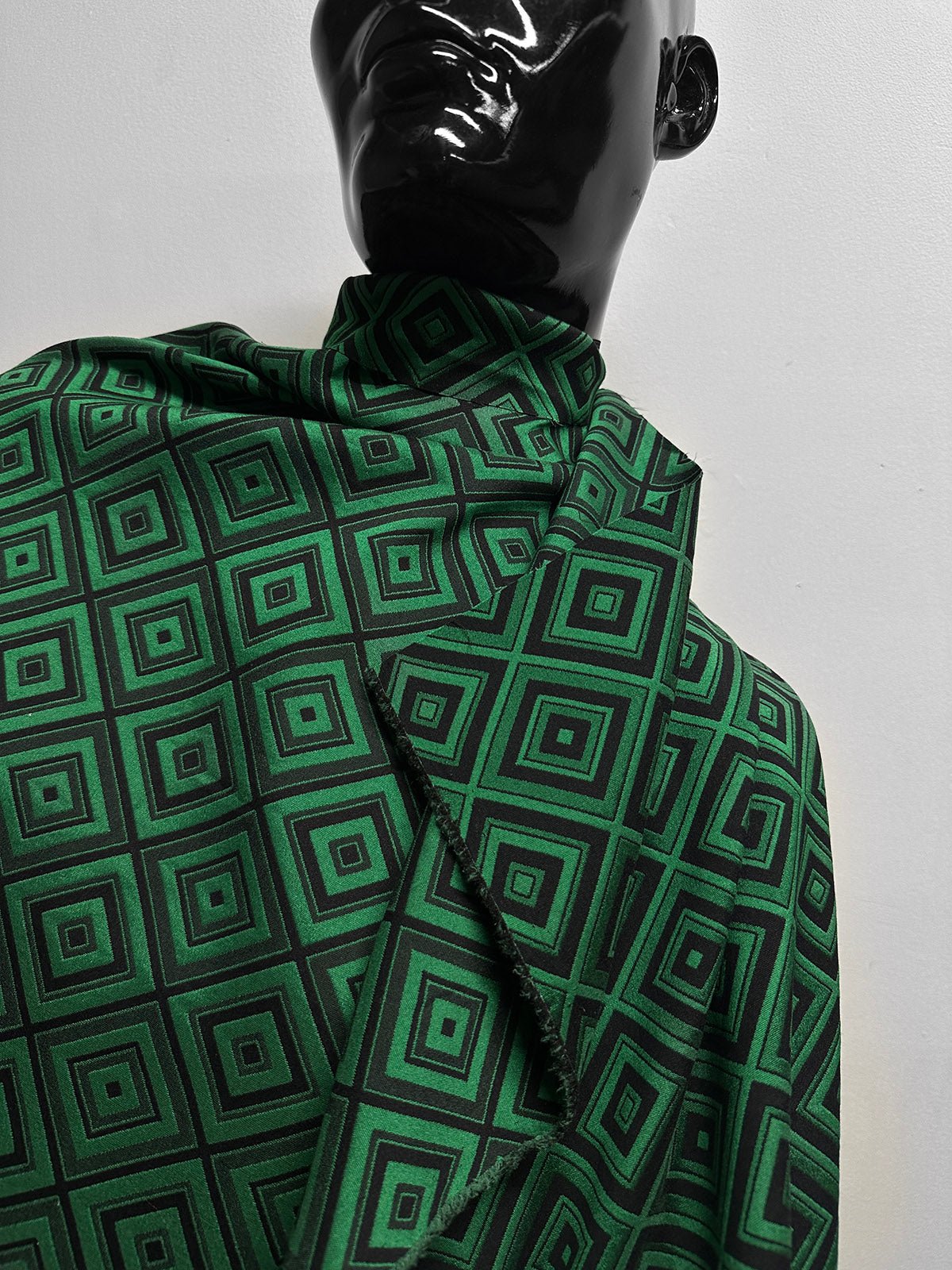 Emerald Geometric Double Faced Suiting - L'Etoffe Fabrics LLC