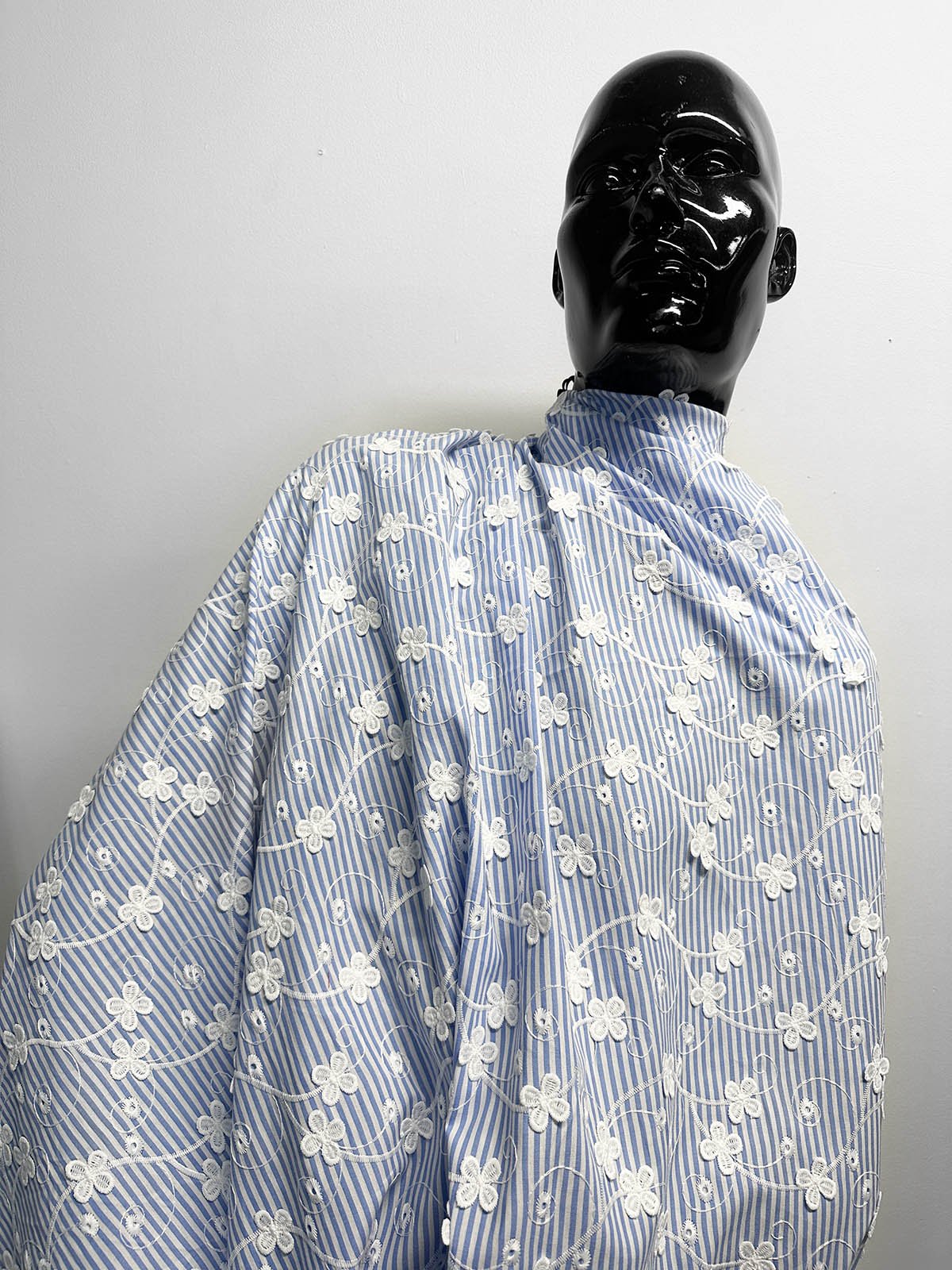 Extra Special Embroidered Striped Cotton Shirting - L'Etoffe Fabrics LLC