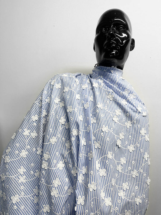 Extra Special Embroidered Striped Cotton Shirting - L'Etoffe Fabrics LLC