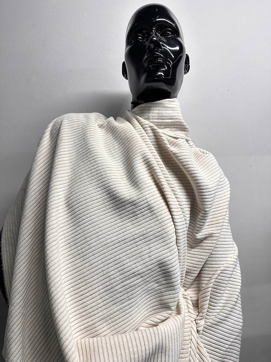 Extra Wide Wale Flax Stripe Soft Drape Corduroy - L'Etoffe Fabrics LLC