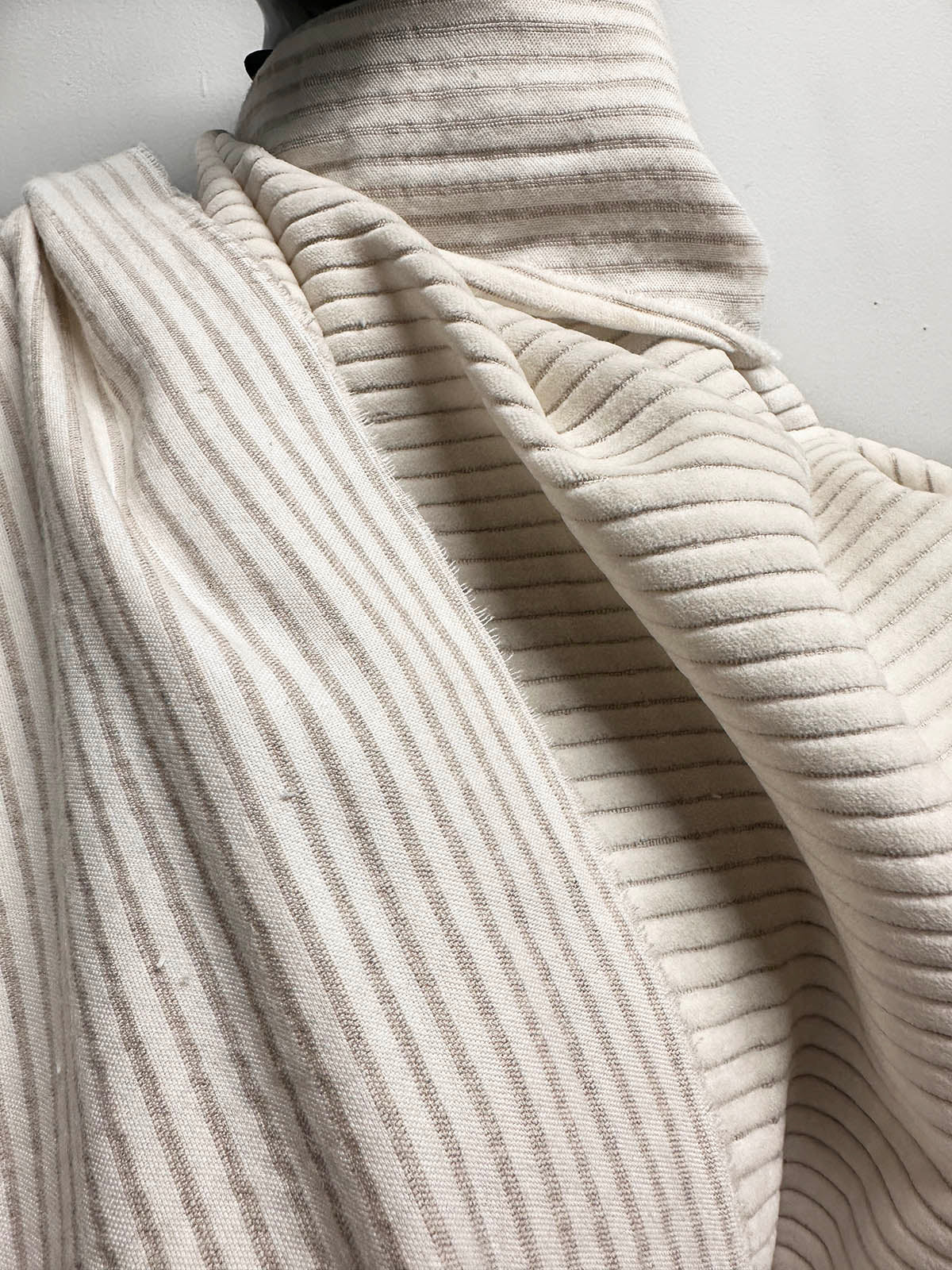 Extra Wide Wale Flax Stripe Soft Drape Corduroy - L'Etoffe Fabrics LLC