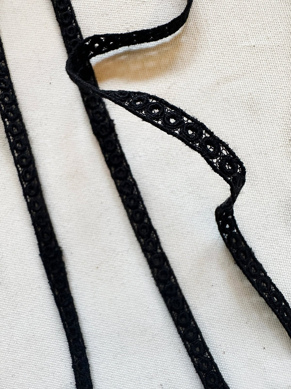 Fine Embroidered Lace Lace Trim Black - L'Etoffe Fabrics LLC