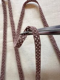 Fine Embroidered Lace Trim - Dusty Rose - L'Etoffe Fabrics LLC