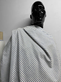 Fine Italian Cotton Shirting Blue Striped - L'Etoffe Fabrics LLC