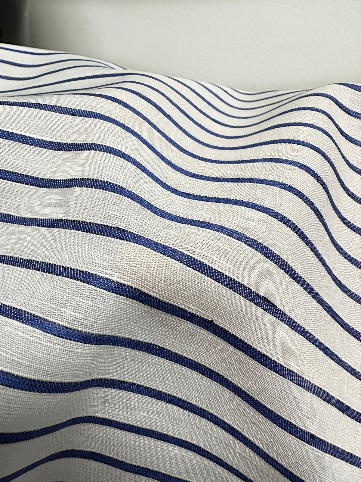 Fine Italian Cotton Shirting Blue Striped - L'Etoffe Fabrics LLC