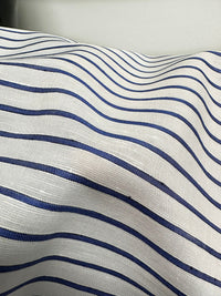 Fine Italian Cotton Shirting Blue Striped - L'Etoffe Fabrics LLC