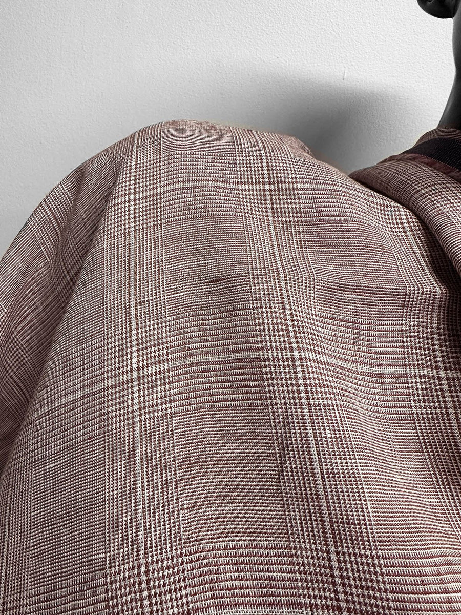 Fine Italian Linen Glenplaid Suiting - L'Etoffe Fabrics LLC