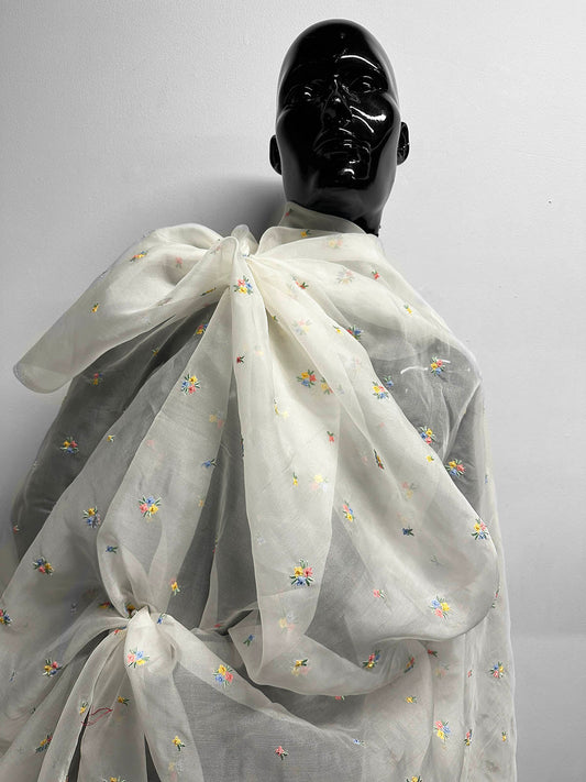 Floral Embroidered Silk Organza - L'Etoffe Fabrics LLC