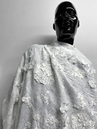 Floral Hydrangea Embroidered Linen Gauze - L'Etoffe Fabrics LLC