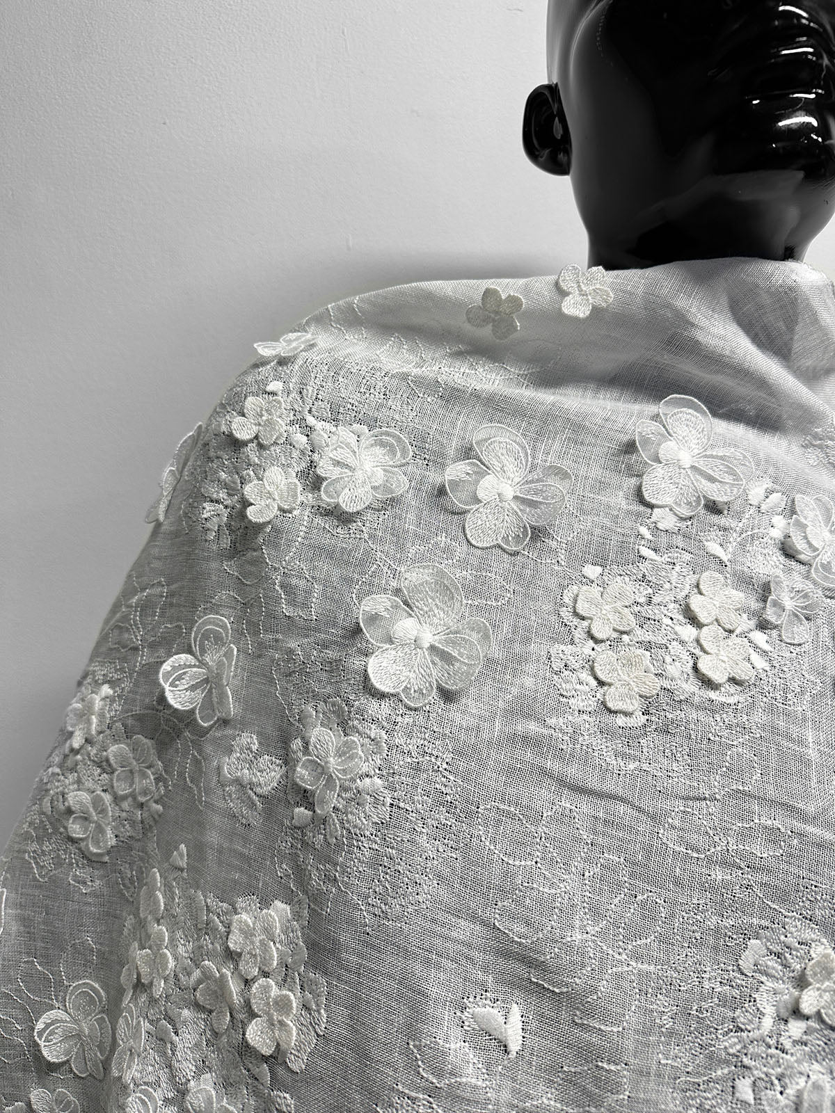 Floral Hydrangea Embroidered Linen Gauze - L'Etoffe Fabrics LLC