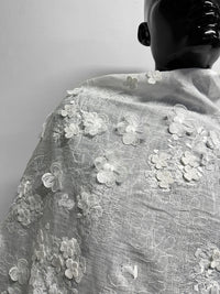 Floral Hydrangea Embroidered Linen Gauze - L'Etoffe Fabrics LLC