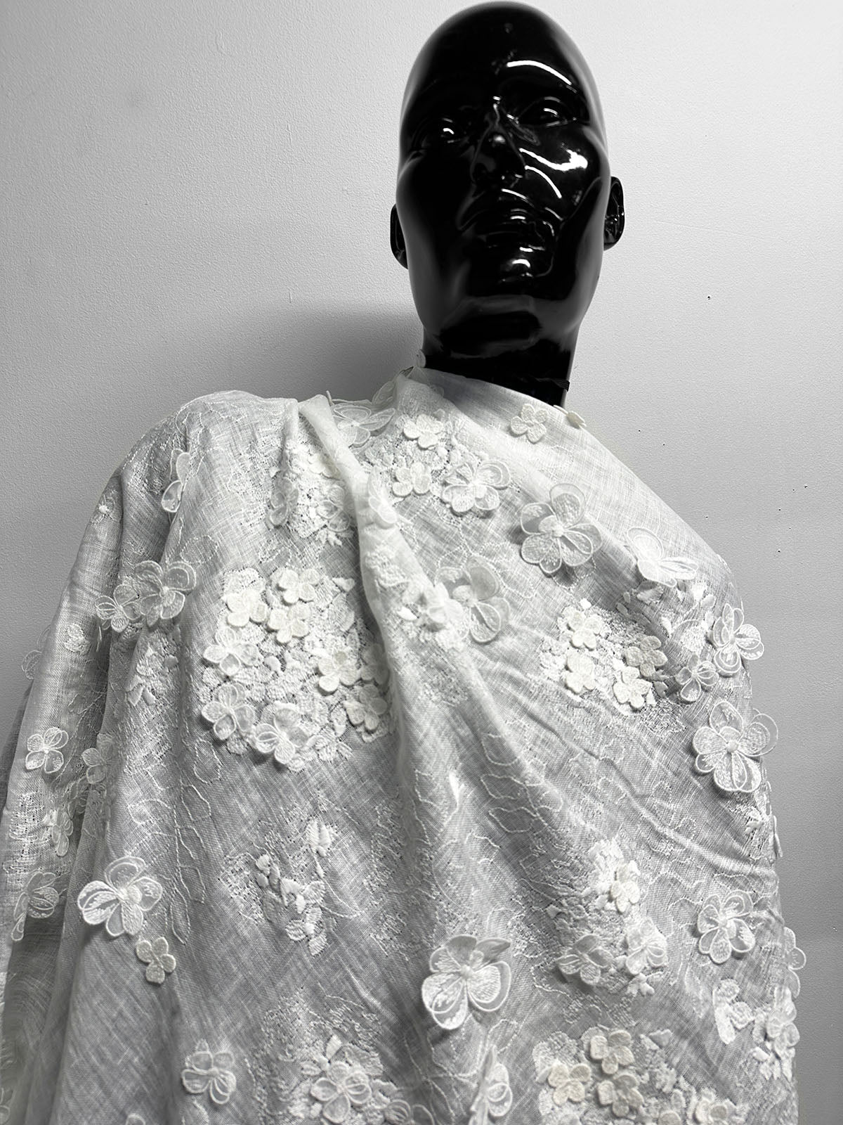 Floral Hydrangea Embroidered Linen Gauze - L'Etoffe Fabrics LLC