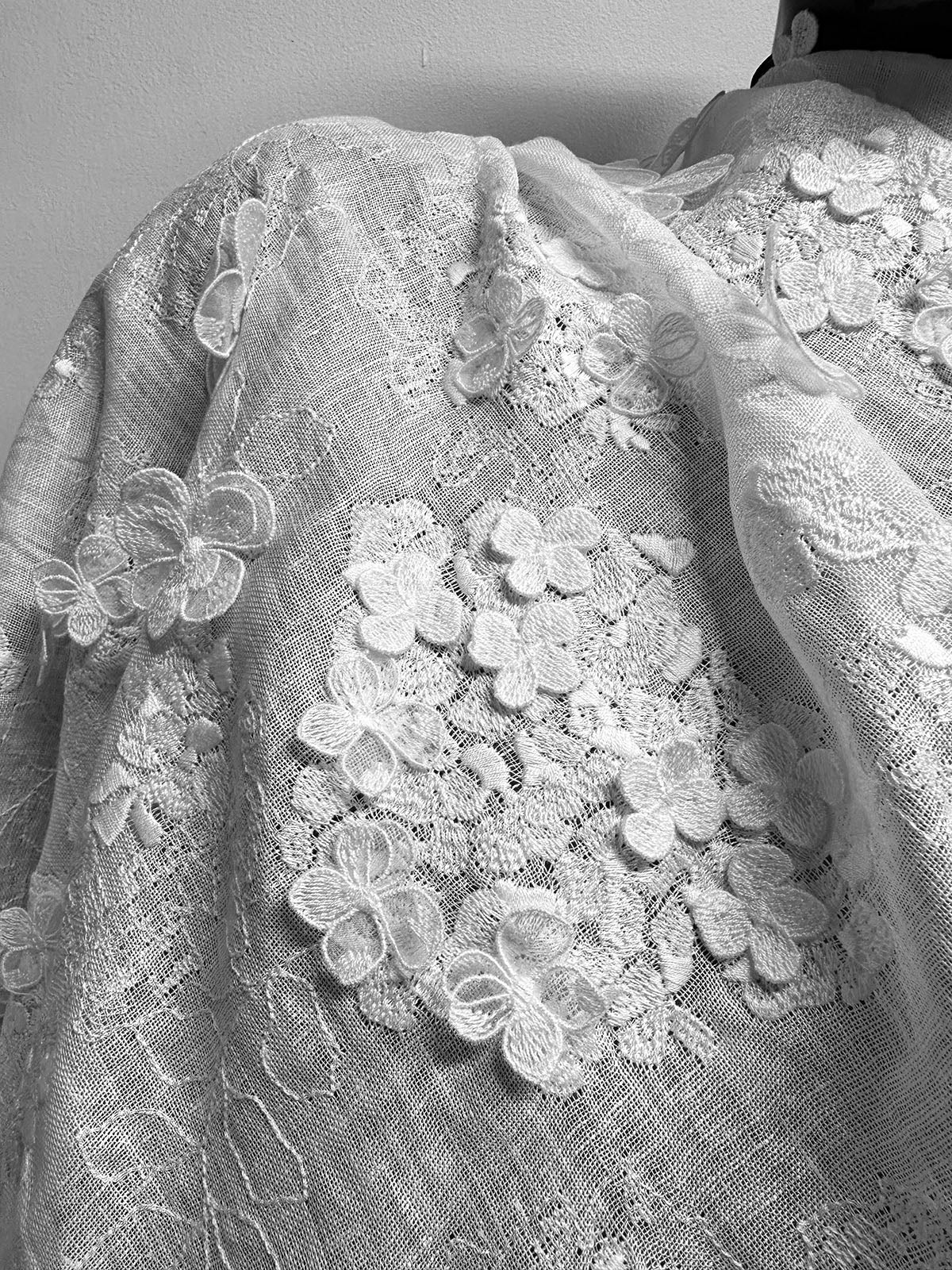 Floral Hydrangea Embroidered Linen Gauze - L'Etoffe Fabrics LLC