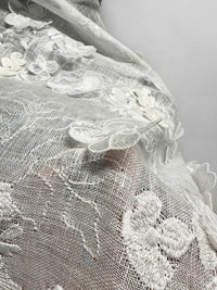 Floral Hydrangea Embroidered Linen Gauze - L'Etoffe Fabrics LLC