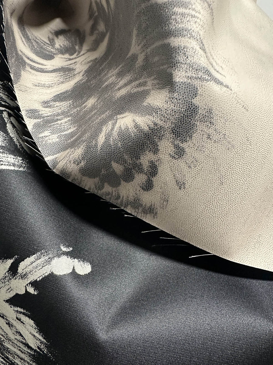 Floral Jacquard Raincoat Fabric - Smoke - L'Etoffe Fabrics LLC
