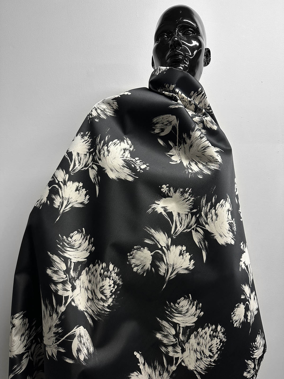 Floral Jacquard Raincoat Fabric - Smoke - L'Etoffe Fabrics LLC