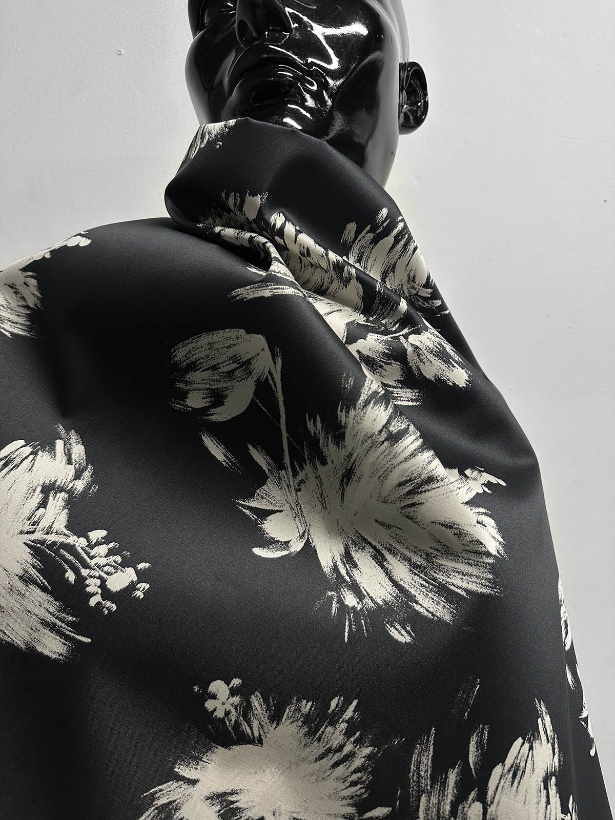 Floral Jacquard Raincoat Fabric - Smoke - L'Etoffe Fabrics LLC