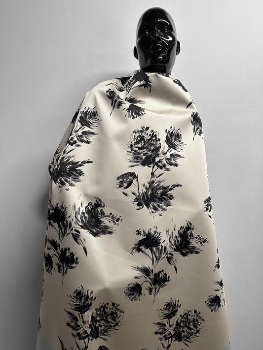 Floral Jacquard Raincoat Fabric Waterproof - Stone - L'Etoffe Fabrics LLC