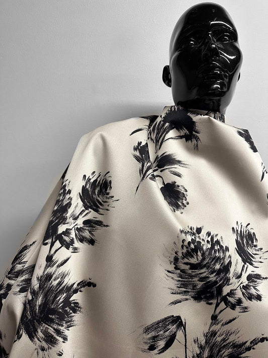 Floral Jacquard Raincoat Fabric Waterproof - Stone - L'Etoffe Fabrics LLC
