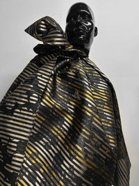 Floral Shadow Satin Stripe Organza - Golden - L'Etoffe Fabrics LLC