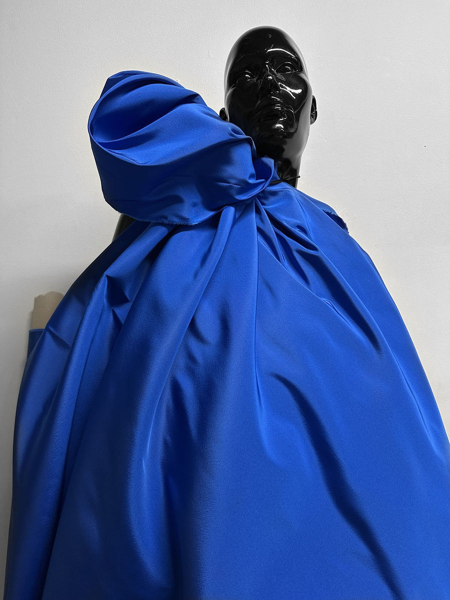 French Couture Surrealist Electric Blue Silk Faille - L'Etoffe Fabrics LLC