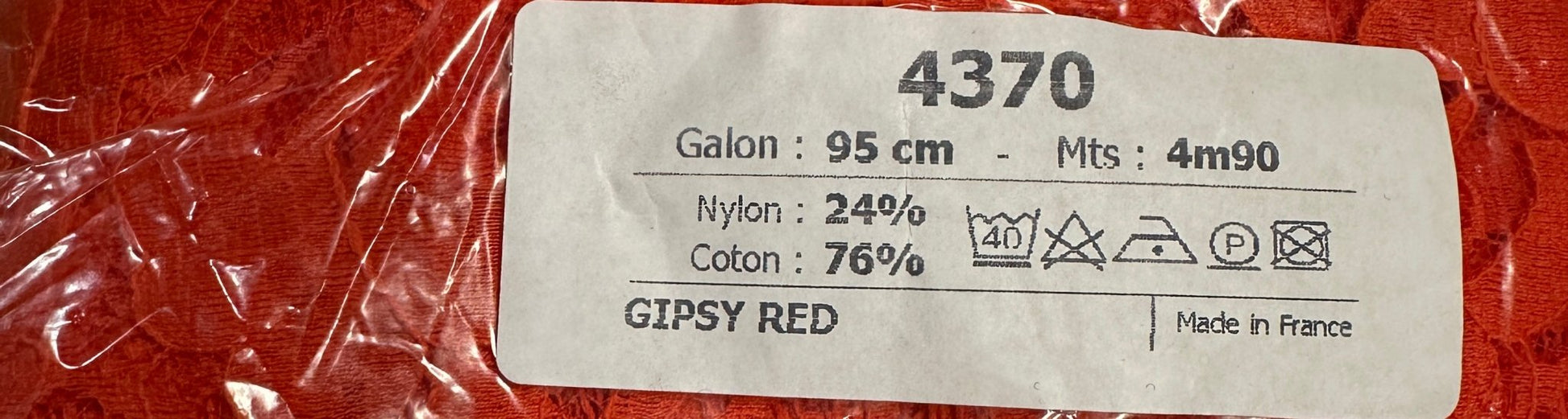 French Orange Red Cotton Lace - L'Etoffe Fabrics LLC