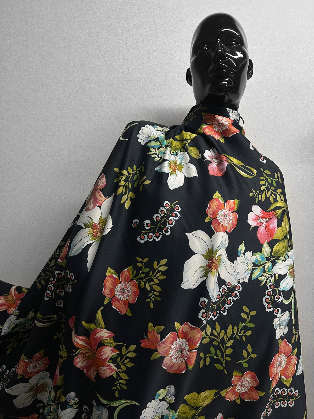 Garden Party Floral Black Shirting - L'Etoffe Fabrics LLC