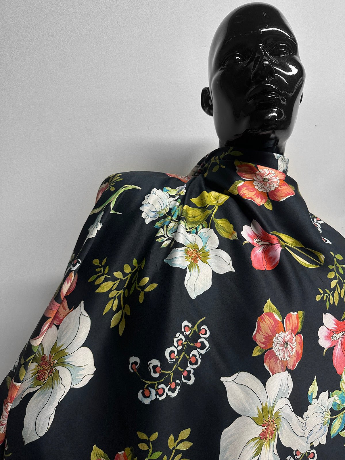 Garden Party Floral Black Shirting - L'Etoffe Fabrics LLC