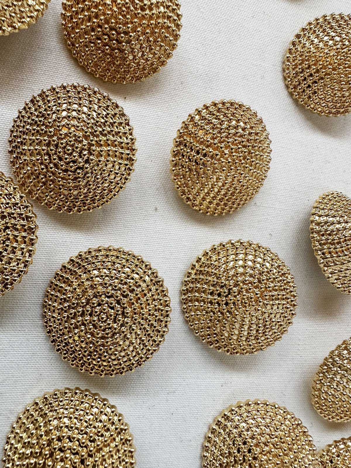 Gold Shield Filigree Domes Buttons - L'Etoffe Fabrics LLC