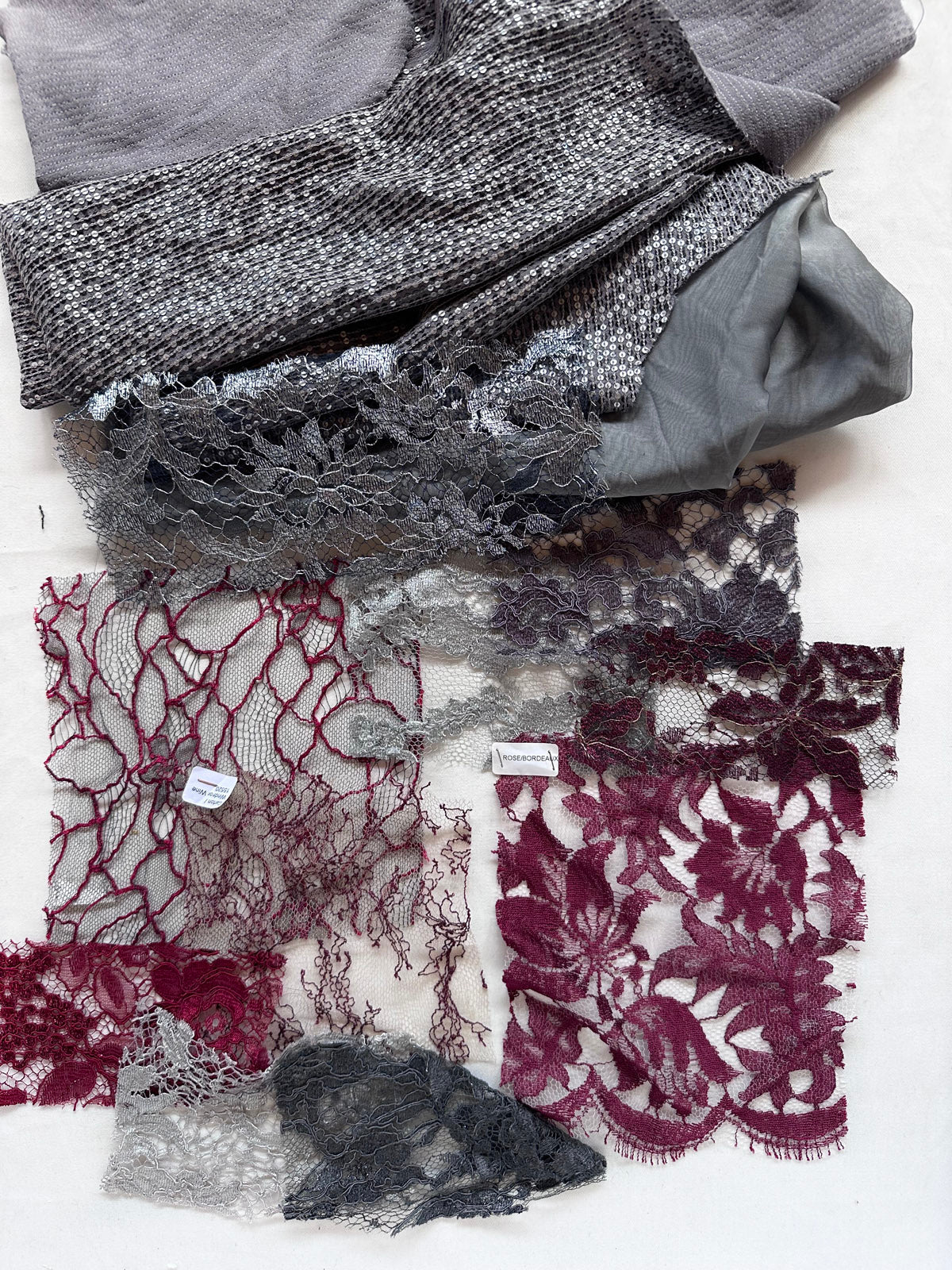 Gunmetal Wine Fabric Scrap Bundle - L'Etoffe Fabrics LLC