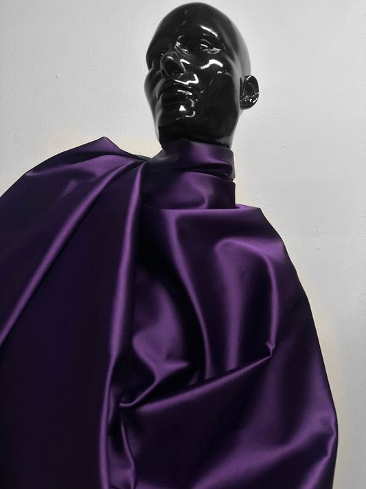 Heavy Plum Satin Coating - L'Etoffe Fabrics LLC