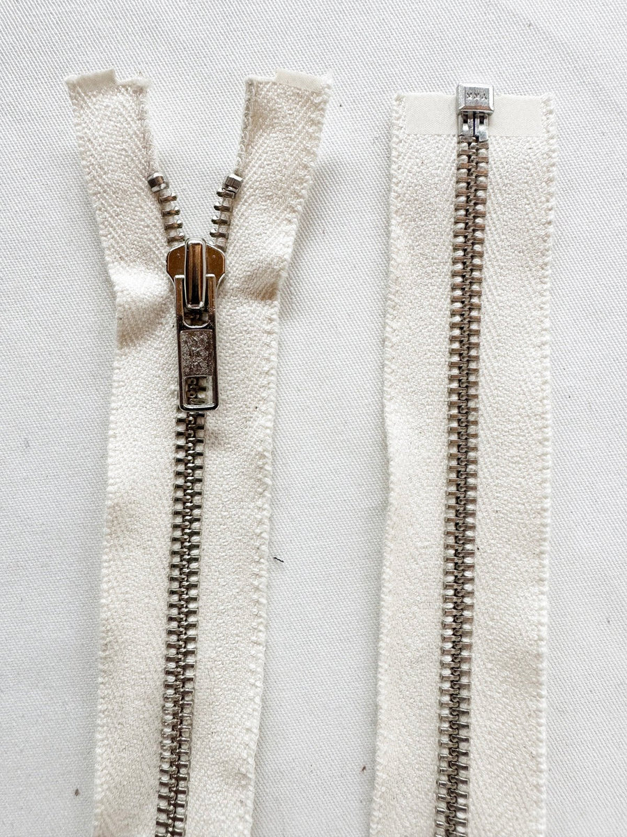 Heavy Soft Natural Cotton YKK #5 Jacket Zippers - L'Etoffe Fabrics LLC