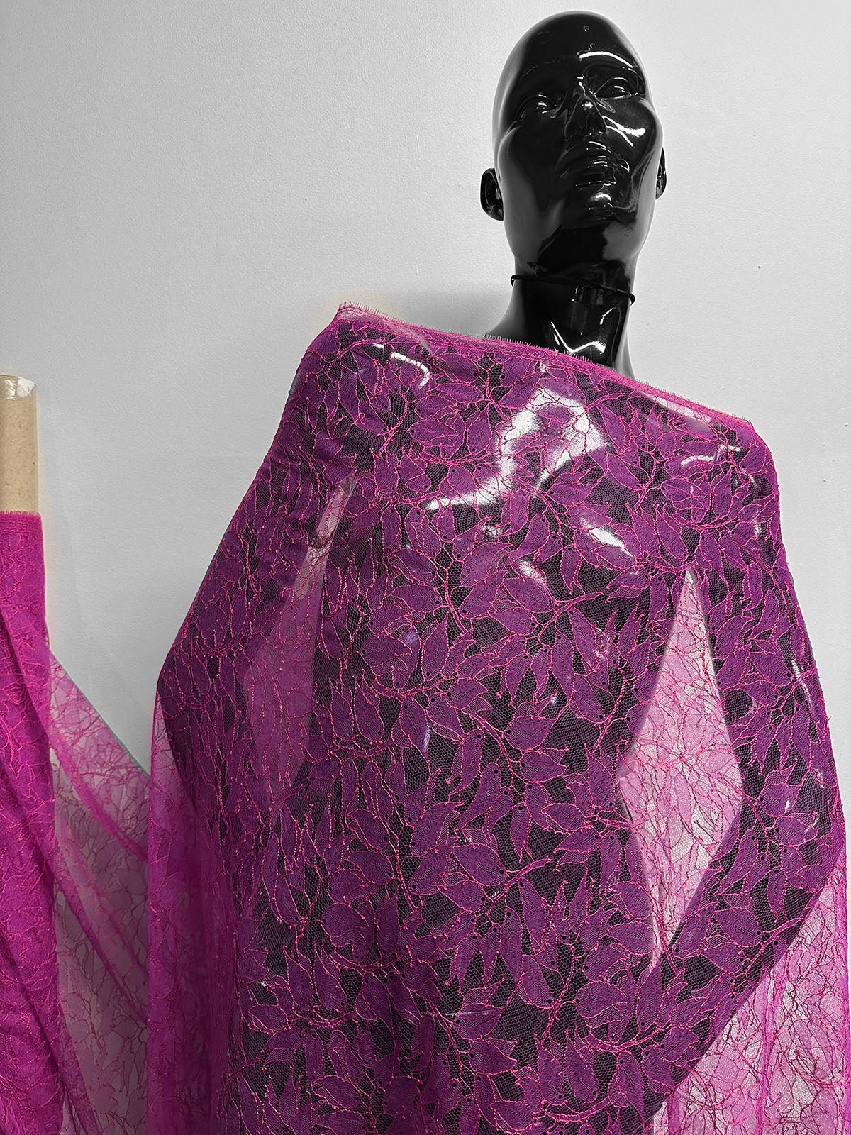 Hot Pink Chantilly Designer Lace - L'Etoffe Fabrics LLC