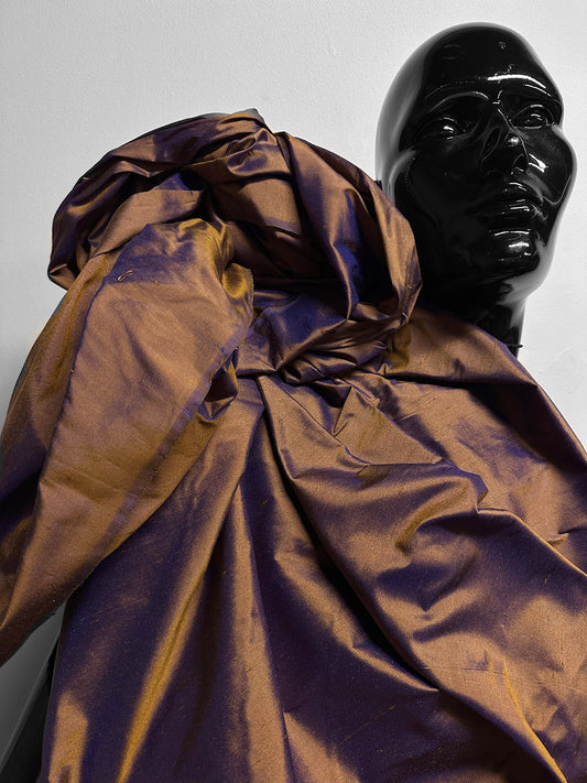 Iridescent Silk Dupioni Amber Royal Blue - L'Etoffe Fabrics LLC