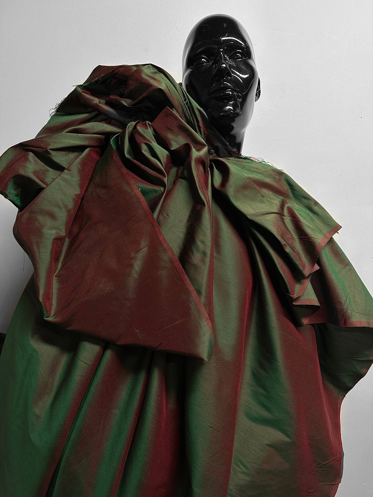 Iridescent Silk Dupioni Green Red - L'Etoffe Fabrics LLC