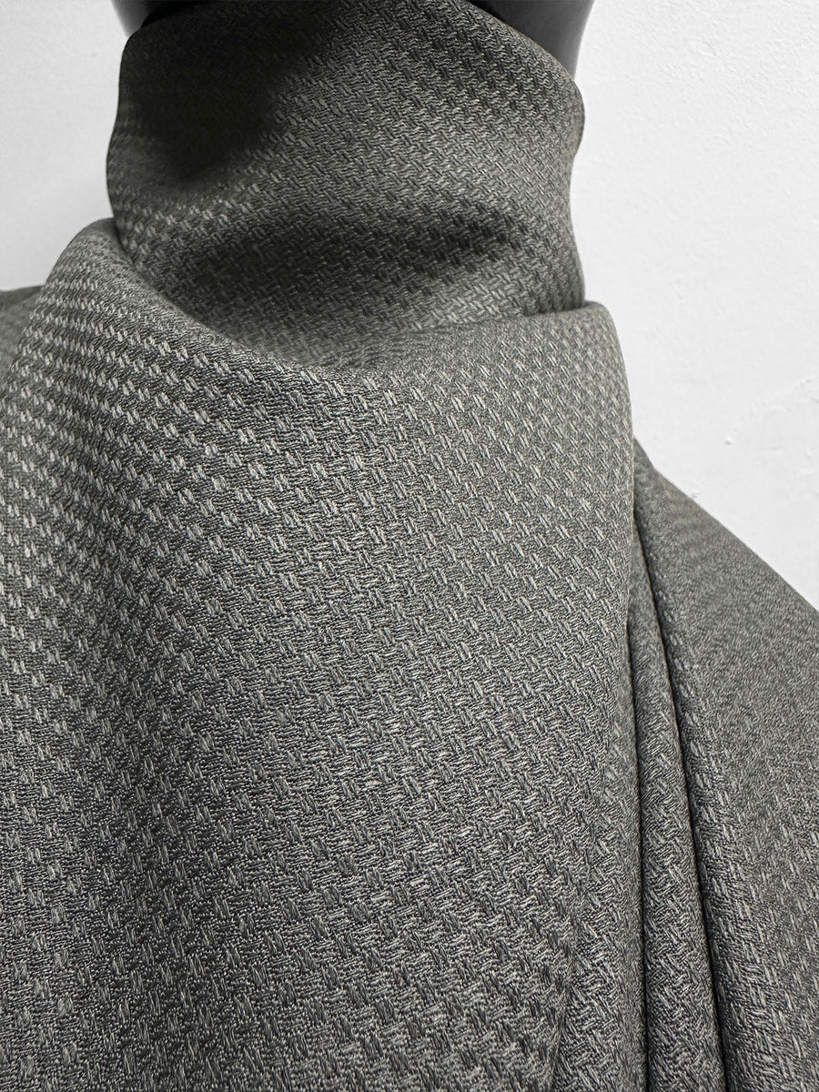 Italian Basket Weave Texture Wool in Gray - L'Etoffe Fabrics LLC