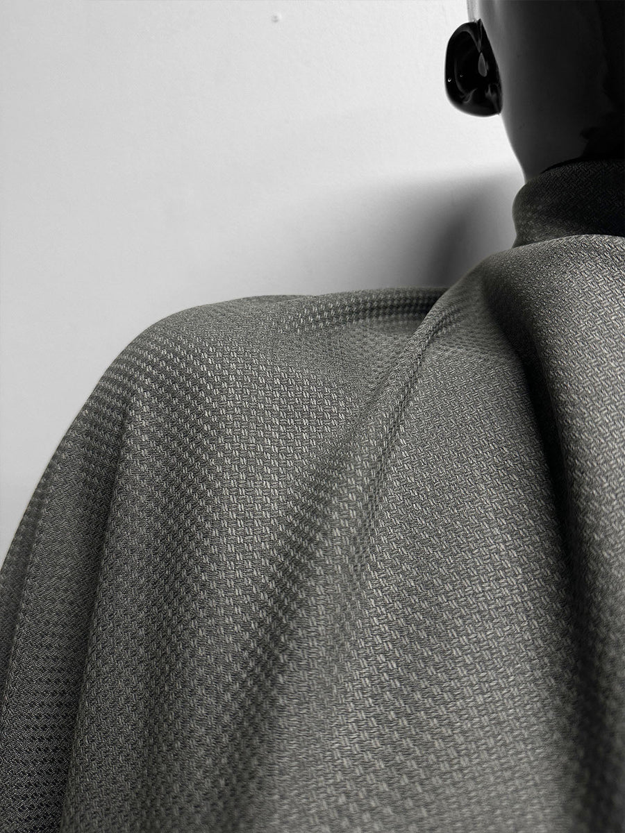 Italian Basket Weave Texture Wool in Gray - L'Etoffe Fabrics LLC