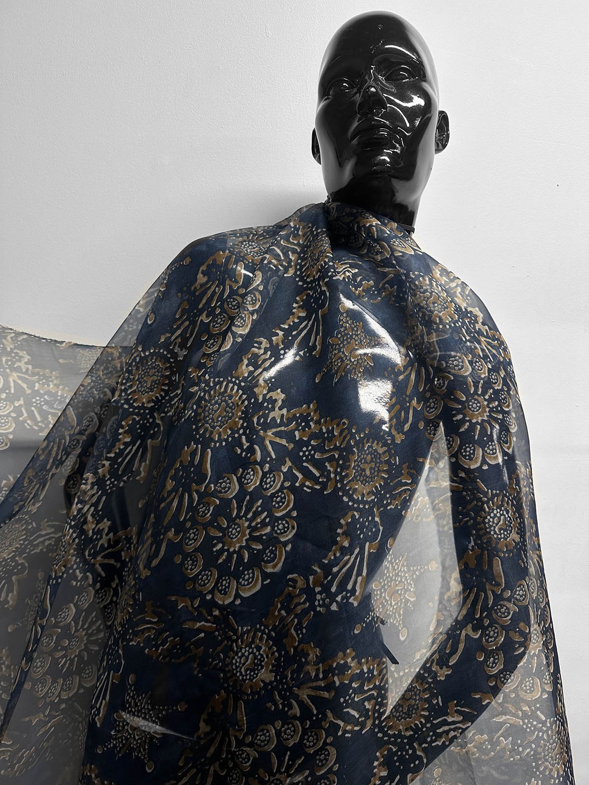 Italian BC Batik Inspired Silk Print - blue - L'Etoffe Fabrics LLC