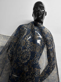 Italian BC Batik Inspired Silk Print - blue - L'Etoffe Fabrics LLC