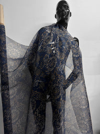 Italian BC Batik Inspired Silk Print - blue - L'Etoffe Fabrics LLC