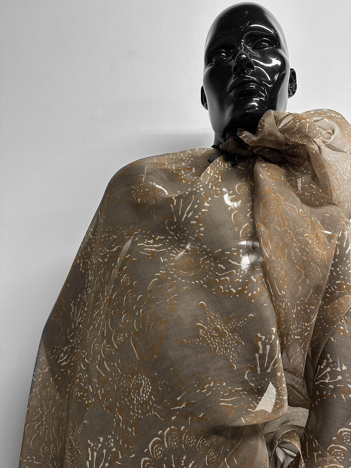 Italian BC Batik Inspired Silk Print - cocoa - L'Etoffe Fabrics LLC