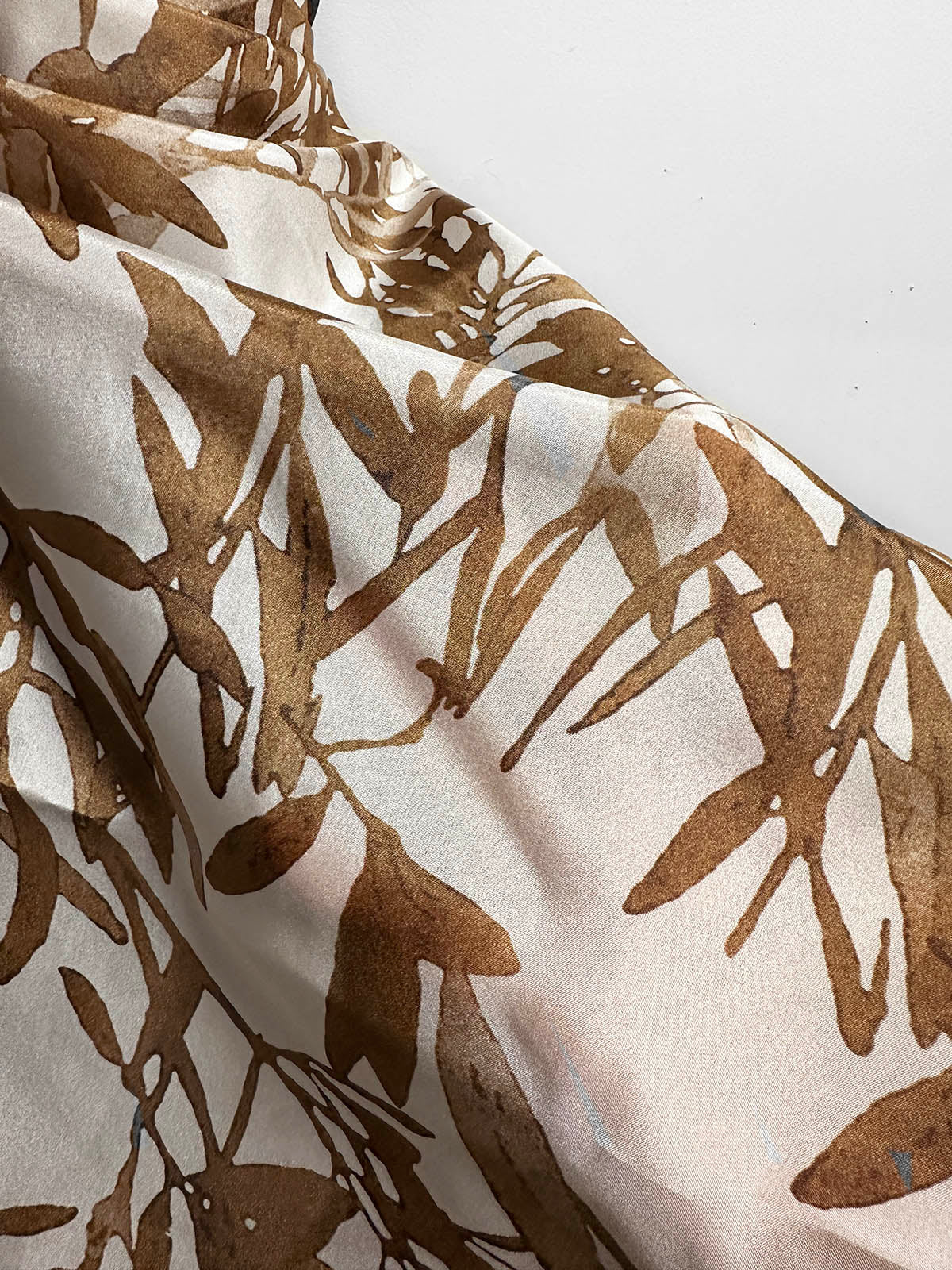 Italian BC Cocoa Leaf Silk Print - L'Etoffe Fabrics LLC