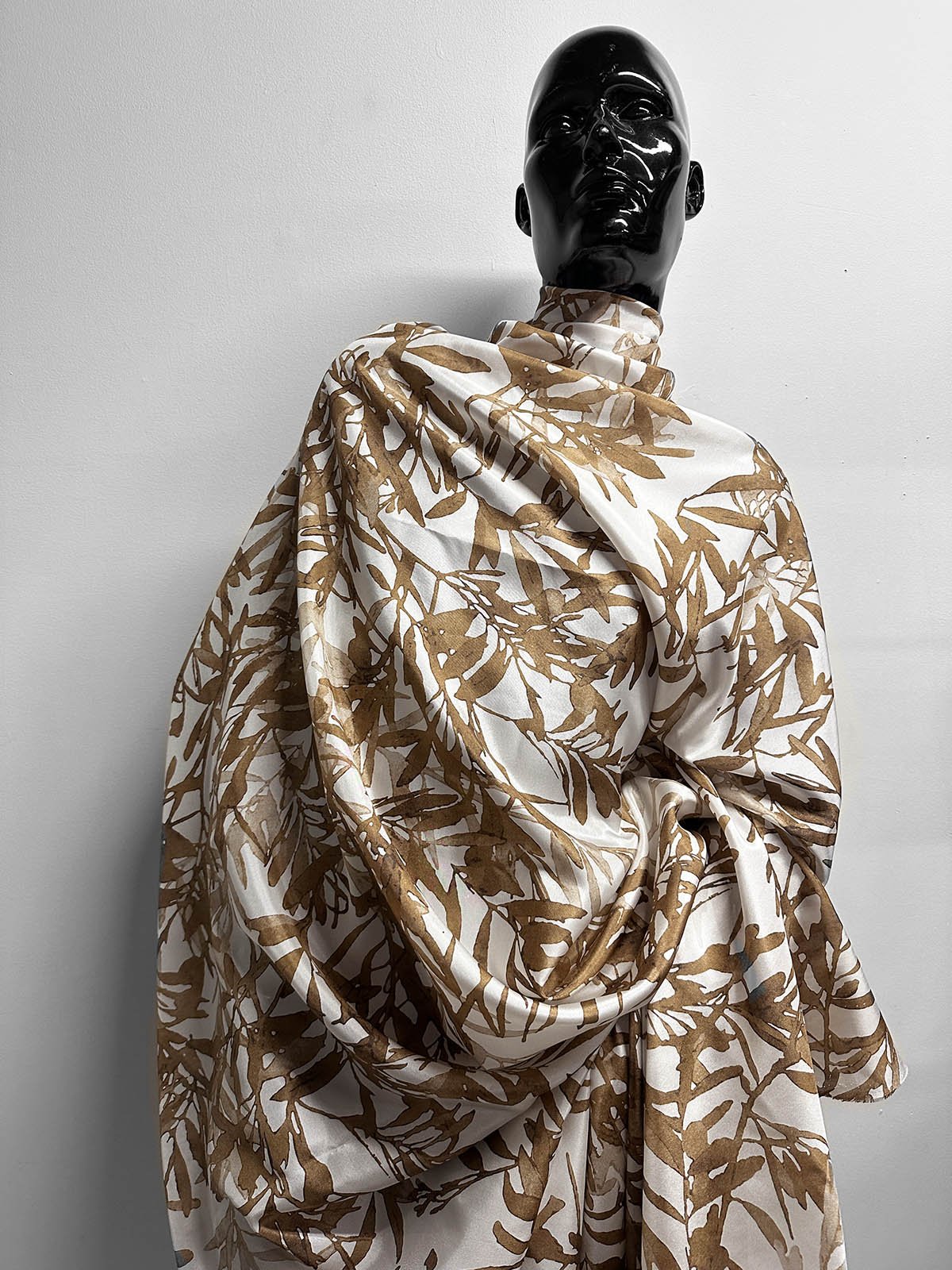 Italian BC Cocoa Leaf Silk Print - L'Etoffe Fabrics LLC