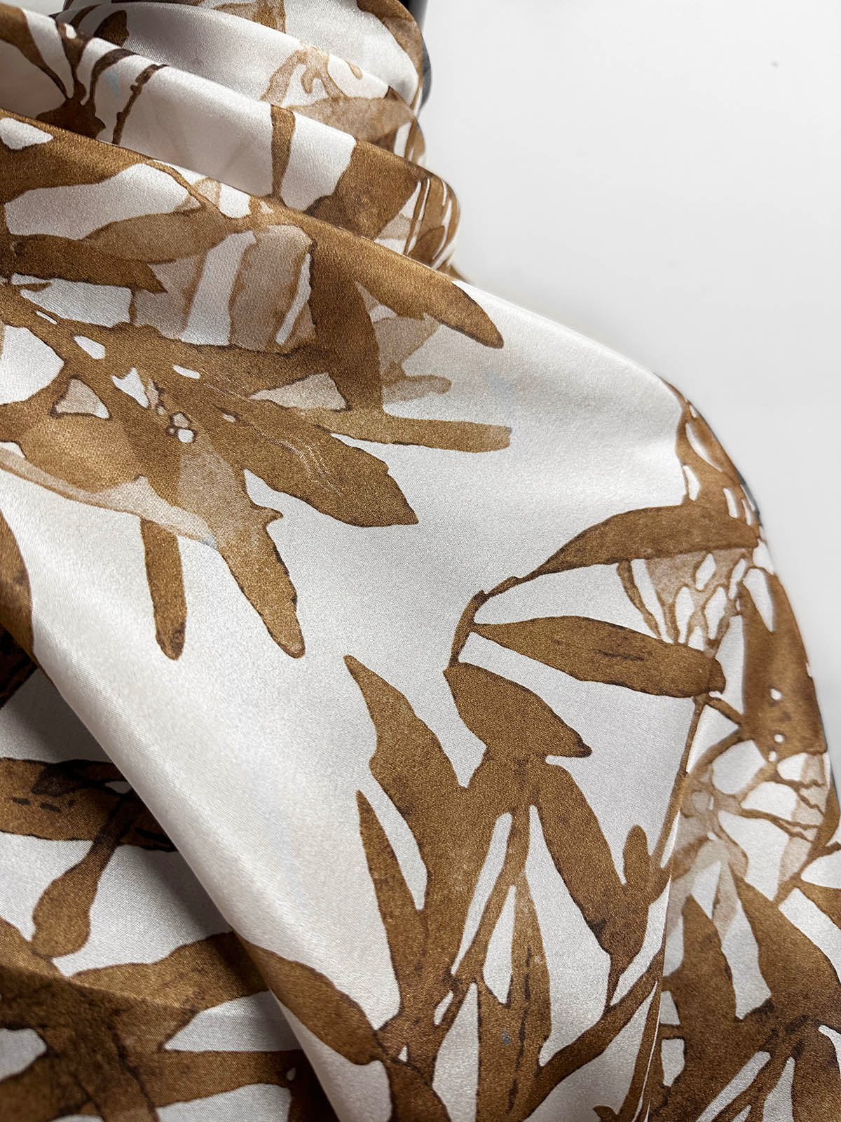 Italian BC Cocoa Leaf Silk Print - L'Etoffe Fabrics LLC