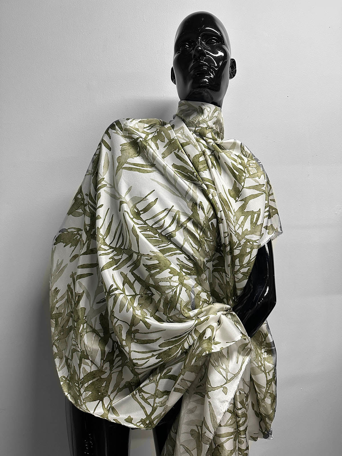 Italian BC Olive Leaf Silk Print - L'Etoffe Fabrics LLC