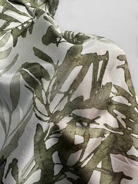 Italian BC Olive Leaf Silk Print - L'Etoffe Fabrics LLC